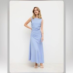 Cider BOAT NECK SOLID RUFFLE RUCHED MAXI DRESS XL RP-15